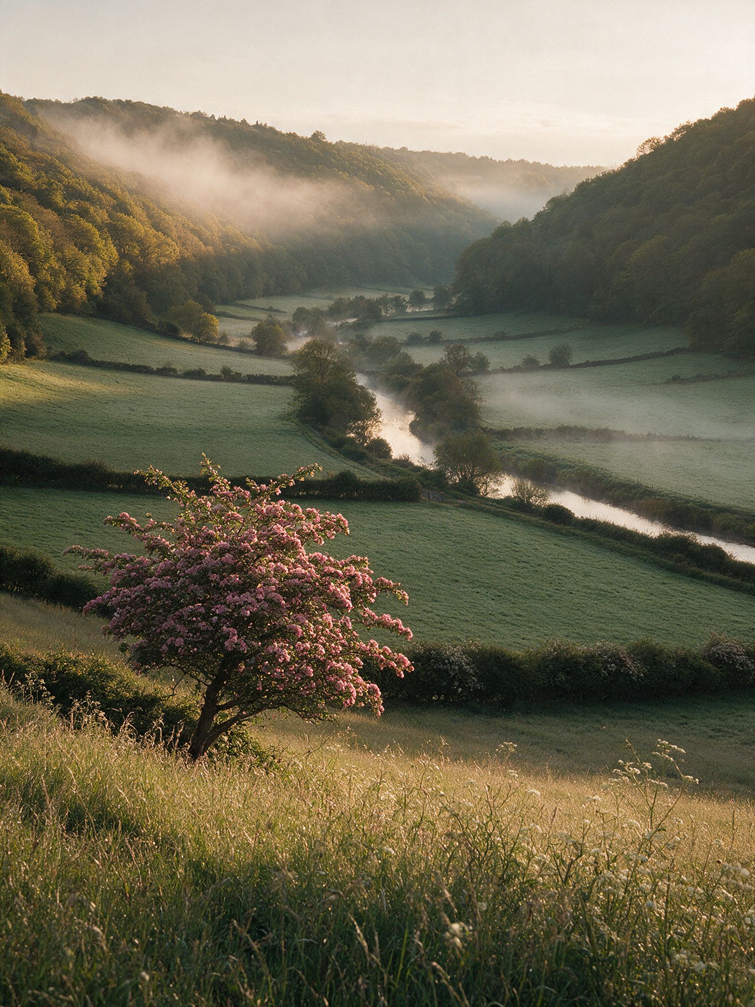 Mist lifting off the valley at first light